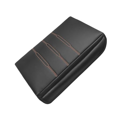 Armrest Cover for Honda CR (11) 23+ |CR-V| Black/Orange Stitching, +Thick)