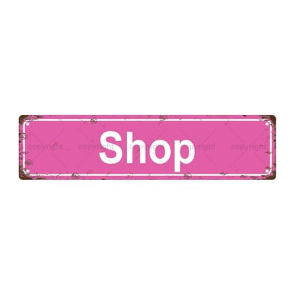 SHOP SPACE Metal Tin Street Sign Bar Cafe Garage Cave Home Room Wall Bathroom Farmhouse Garden Porch Patio Decor (SHOP)
