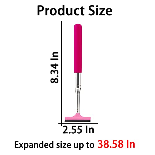 38.6 Inch Telescopic Side Mirror Glass Squeegee (Pink)