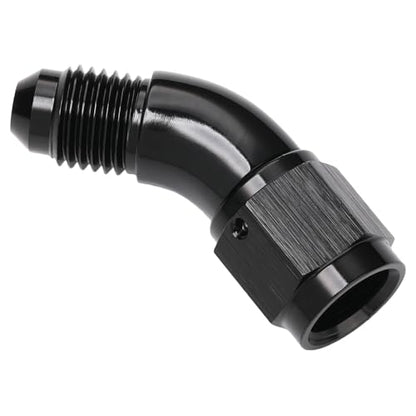 45 Degree 4AN Male to 4AN Female Swivel Full Flow Fitting Adapter Coupler Aluminum Black (4AN / Black - 45 Degree)