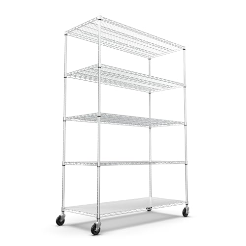 5 Tier NSF Metal Shelf Wire Shelving Unit (Chrome)