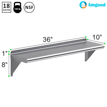 10 in. x 36 in. Stainless Steel Wall Mount Shelf (10 in. x 36 in.)