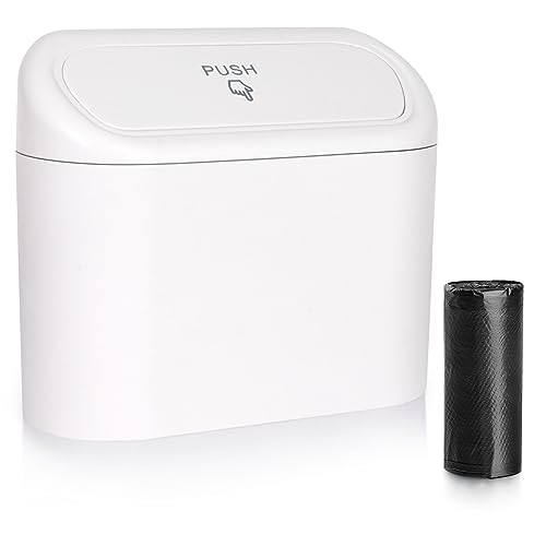 Car Trash Can with Lid (White)