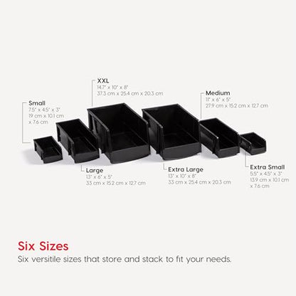 8-Pack, Small Stackable Storage Bins, Black (Small - 8 Pack / Black)