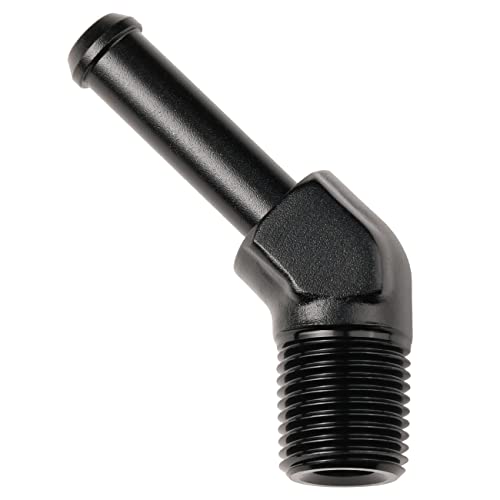 1 8 NPT Male to 1 (1/8 NPT to 1/4 Barb / Black - 45 Degree)