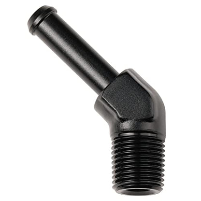 1 8 NPT Male to 1 (1/8 NPT to 1/4 Barb / Black - 45 Degree)