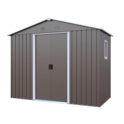 4x8 FT Outdoor Storage Shed (4x8 FT/Window / Warm Gray)