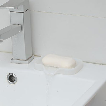 Silicone Soap Dish with Drain Spout (Translucent / S(4.9"×3.2"))