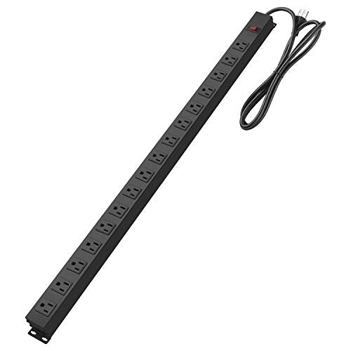 Metal Wall Mount Power Strip (Black / 6 ft)