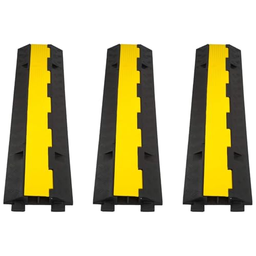 Cable Ramp 3 Pack 2 Channel 11000lbs axle Capacity Floor Cord Cable Protector (3 Pack 2 Channel)