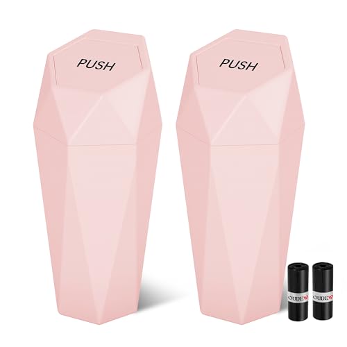 Car Trash Can with Lid (Pink-2Pcs)