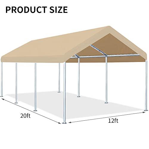 12'x20' Carport Canopy Replacement Cover Beige (Beige / 12'x20')