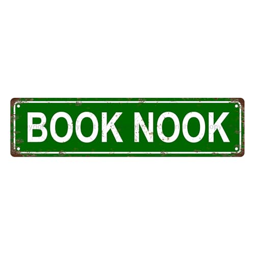 BOOK NOOK SPACE Metal Tin Street Sign Bar Cafe Garage Cave Home Room Wall Bathroom Farmhouse Garden Porch Patio Decor (BOOK NOOK)