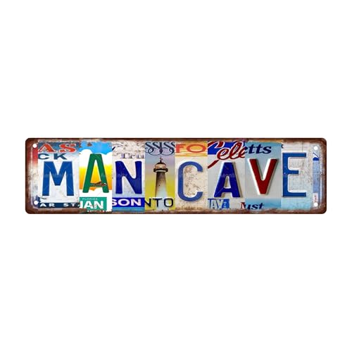 MAN CAVE Vintage Metal Tin Street Sign Bar Cafe Garage Cave Home Room Wall Bathroom Farmhouse Garden Porch Patio Decor (MAN CAVE)