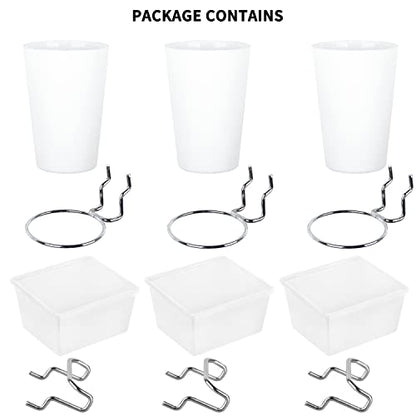 6 Sets Pegboard Bins Cups with Hooks Loops (White)