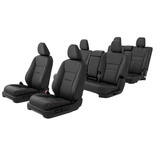 Custom for Honda Pilot Seat Covers (Black-Red / 8 Seats - LX,EX 2016-2022)