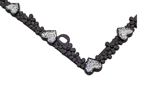 3D Shining Daisy Heart License Plate Frame from Pure Zinc Alloy Metal Perfect Plate Holder (Matt Black with Silver Glitter, Luminously Heart)