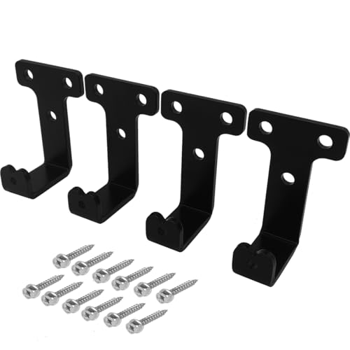 4 PCS black heavy duty metal flat j hooks for hanging 180 lbs (Medium)