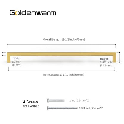 10 Pack Gold Cabinet Handles 18 Inch Brushed Brass Drawer Pulls (Gold / 18 inch hole centers)