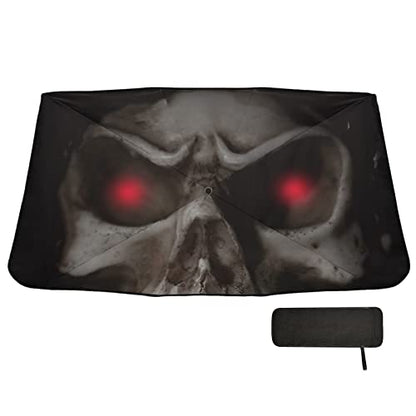 Skull Red Eyes Black Windshield Sun Shade Umbrella Foldable Car Front Window Sunshade Blocks UV Rays Heat Keep Vehicle Cool (multi 8)