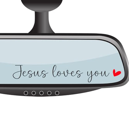 4 x Jesus Loves You Rearview Mirror Decal
