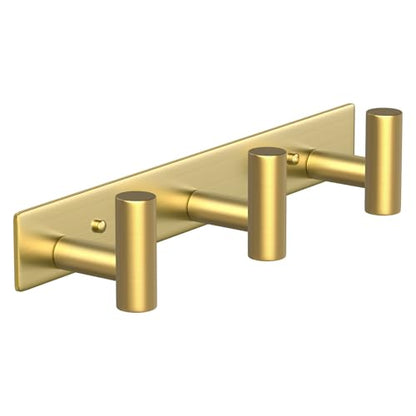 Wall Mounted Coat Rack ("T" Shape 3 Hooks - 1 Pack / Gold)