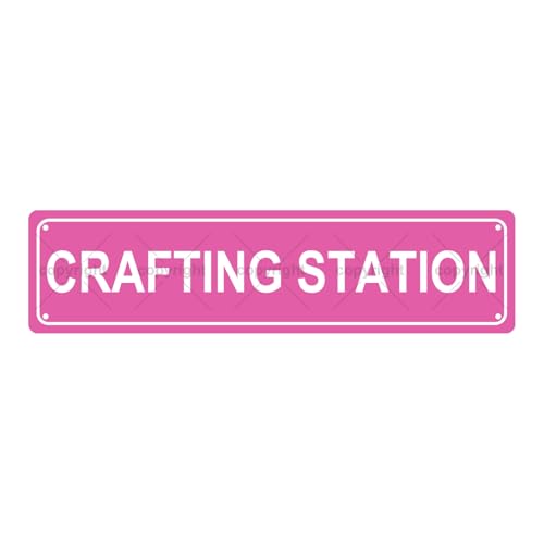 CRAFTING STATION SPACE Metal Tin Street Sign Bar Cafe Garage Cave Home Room Wall Bathroom Farmhouse Garden Porch Patio Decor (CRAFTING STATION)