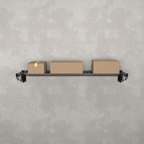 14" x 60" Black Epoxy Wire Wall Mount Shelf (Black / 14" x 60")