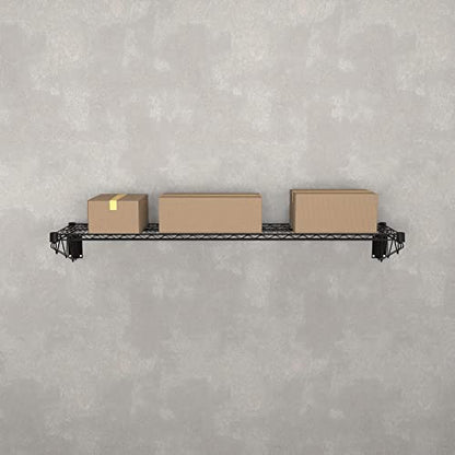 14" x 60" Black Epoxy Wire Wall Mount Shelf (Black / 14" x 60")