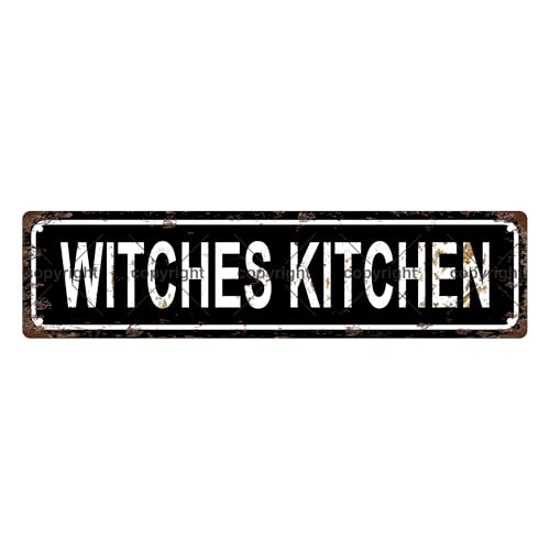 WITCHES KITCHEN SPACE Metal Tin Street Sign Bar Cafe Garage Cave Home Room Wall Bathroom Farmhouse Garden Porch Patio Decor (WITCHES KITCHEN)