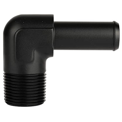 3 4 NPT Male to 3 (3/4 NPT to 3/4 Barb / Black - 90 Degree)