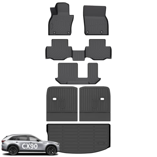 Floor Mats Backseat Cargo Liner for Mazda CX90 2024 (BLACK)