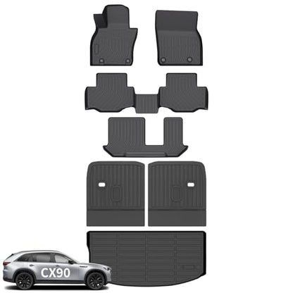 Floor Mats Backseat Cargo Liner for Mazda CX90 2024 (BLACK)