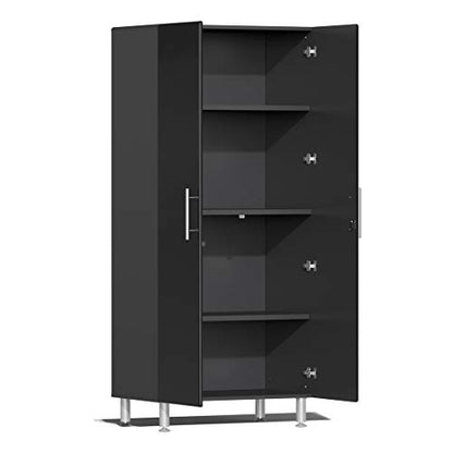 UG22172B 17 Piece Garage Cabinet Kit with Bamboo Worktop in Midnight Black Metallic