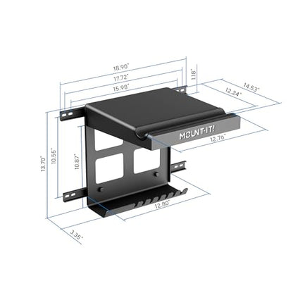 Bike Wall Mount Rack with Shelf and Hooks (Black)