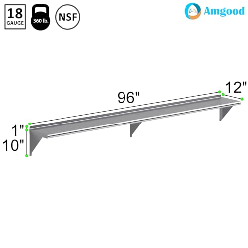 12 in. x 96 in. Stainless Steel Wall Mount Shelf (12 in. x 96 in.)
