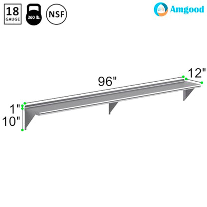 12 in. x 96 in. Stainless Steel Wall Mount Shelf (12 in. x 96 in.)