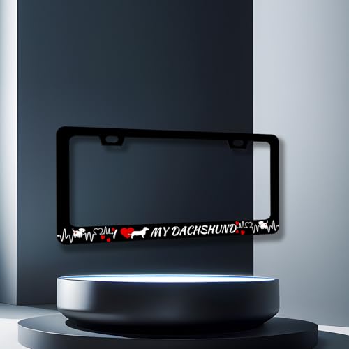 Stainless Steel I Love My Dachshund License Plate Frame 12.2 x 6.2 Inch (I Love My Dachshunds)