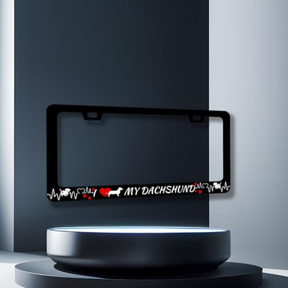 Stainless Steel I Love My Dachshund License Plate Frame 12.2 x 6.2 Inch (I Love My Dachshunds)