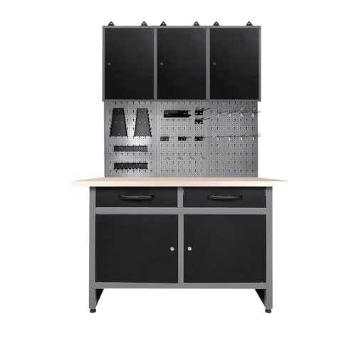 Workshop Tool Cabinet Set System with Wood Worktop Workbench (02)