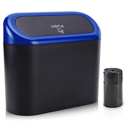 Car Trash Can with Lid (Black/Blue Lid)