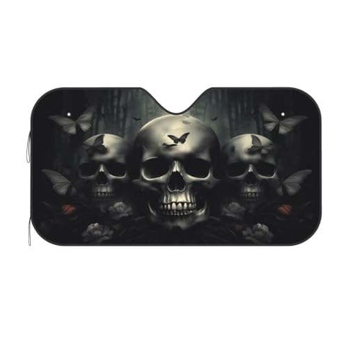 Skull Car Sun Shade Windshield Sunshade Foldable Front Window Shield Cover for Truck SUV (Blue11 / Small)