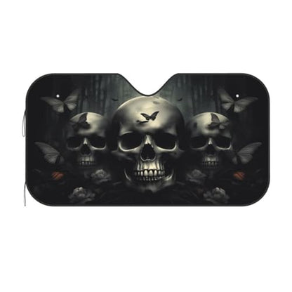 Skull Car Sun Shade Windshield Sunshade Foldable Front Window Shield Cover for Truck SUV (Blue11 / Small)