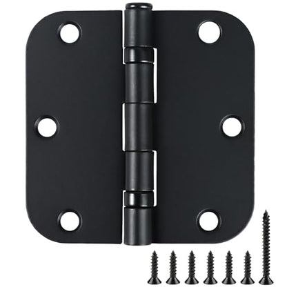 Rounded Matte Black Door Hinges 3.5" 5 (Matte Black-Rounded / 6 Pack-Ball Bearing-lasting no squeak)