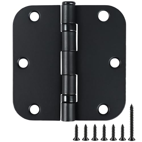 Rounded Matte Black Door Hinges 3.5" 5 (Matte Black-Rounded / 3 Pack-Ball Bearing-lasting no squeak)