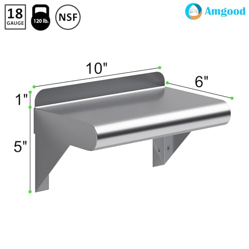 12 in. x 16 in. Stainless Steel Wall Mount Shelf (6 in. x 10 in.)