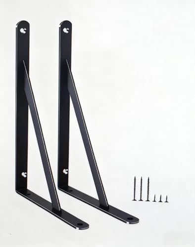 2 Pack L5 x H 3" Black Heavy Duty Shelf Brackets with Screws Metal Shelf Brackets Shelf Support Angle Brackets for Shelves L Brackets Heavy Duty Floating Shelf (2 Pack-Black / 5''x3'')