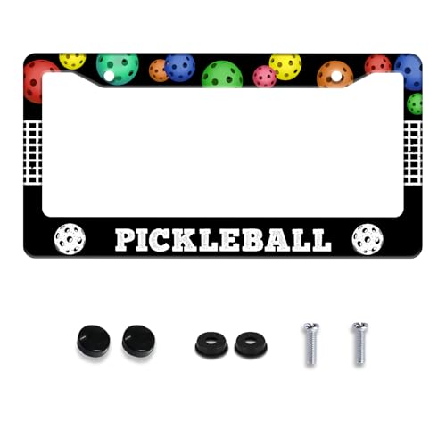 Pickleball Balls License Plate Frame Stainless Steel 2 (Pickleball)