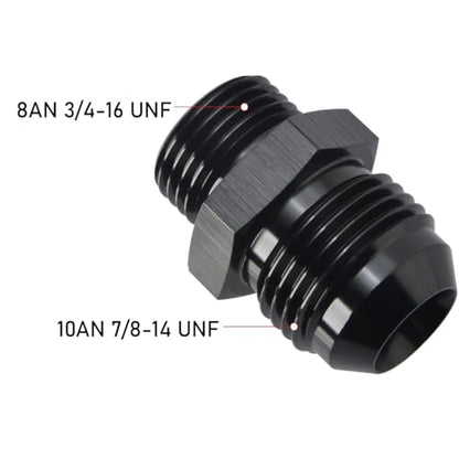 10AN Male Flare to 8AN ORB O (10AN to 8AN ORB / Black - 2PCS)
