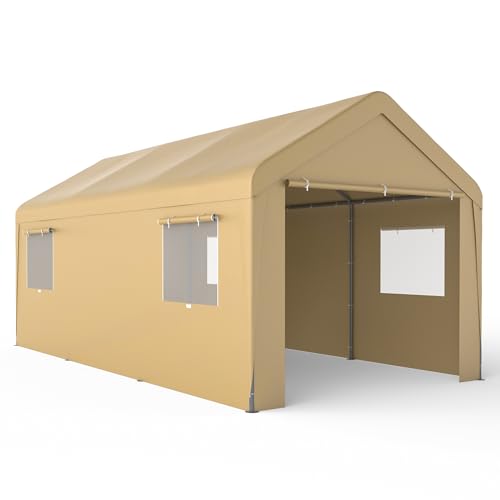 Carport 10x20 Heavy Duty Metal Carport Canopy (Begie / 10'×20')